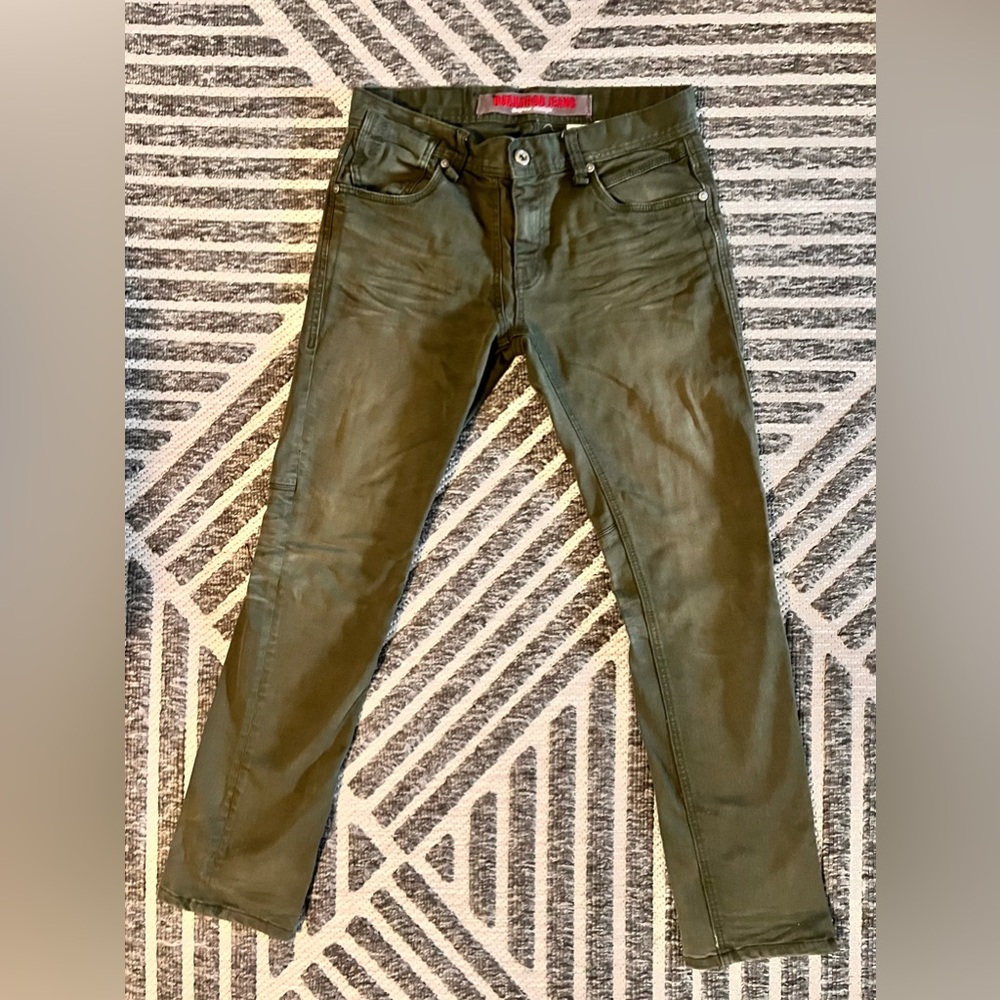 BUCKAROO Sz 33x31 Olive Green Distressed Straight Leg Premium Jeans